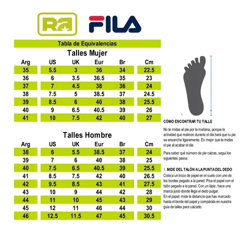 Talla zapatillas fila hotsell
