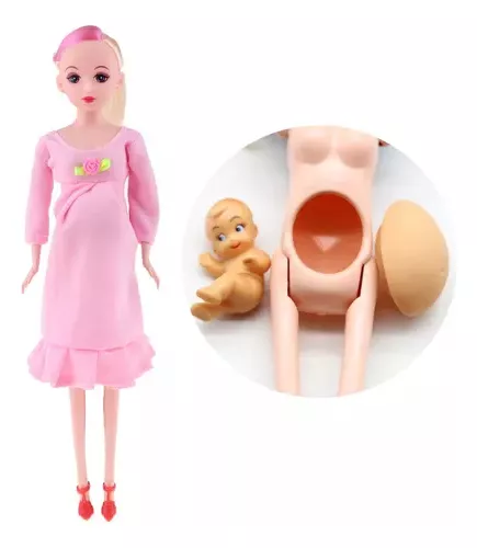 Muñeca Barbie De Mamá Embarazada Con Bebé En El Vientre