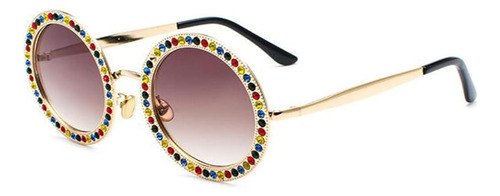 Wiipu Gafas De Sol De Lujo Con Diamantes Redondos Mujeres Ma