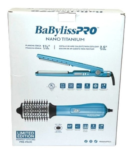 Imagen 2 de 3 de Combo Babyliss Plancha Iónica 1 1/4 Y Cepillo Secador 2.5