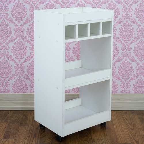 Armário Com Rodinha Esmalteria Suporte Bebedouro Mdf Montado Móvel Branco