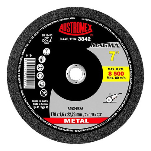 Disco De Corte Austromex 3842 Metal Fr Mg 7  X 1/16