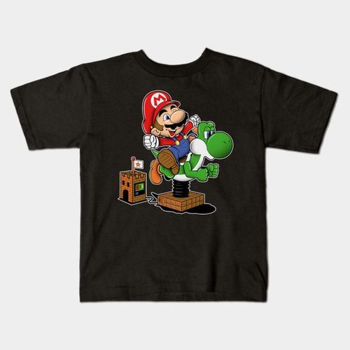 Remera Negra Blanca Bichos Niño Niña Adulto Mario Bros C 7