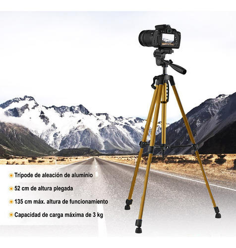 Trípode Universal Profesional Trípode Cámara Trípode Celular Trípode iPhone Soporte Para Cámara Trípode Colo Dorado Plegable Profesional 140mm Trípode Para Celular Estabilizador