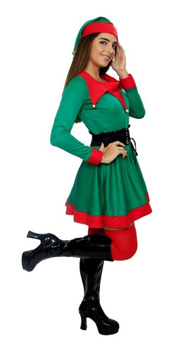 Disfraz Duende Clasico Navidad Dama