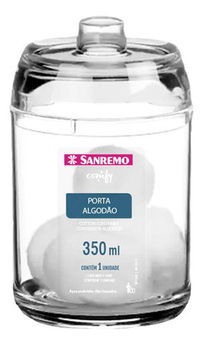 Porta Algodão Transparente Sanremo 350 Ml
