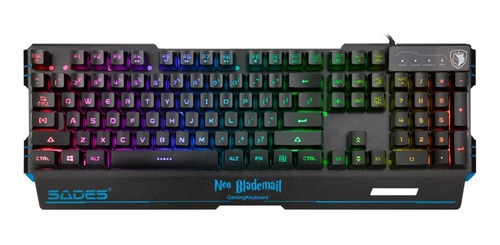 Teclado Gamer Membrana Rgb Sades Neo Blademail Placa Metalic