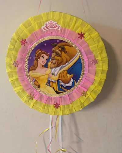  Piñata Tambor Personalizada De La Bella Y La Bestia