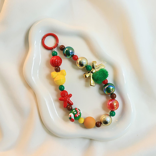Llavero Con Lazo Navideño, Correa Para Pulsera, Arco Dorado