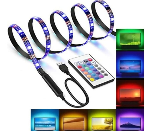 Cinta Tira Led Usb 5050 Rgb Colores 1 Metro Con Control