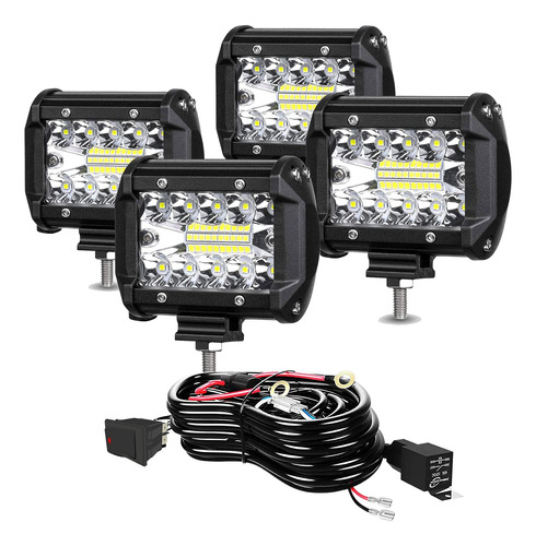 Led Pod Lights 4 Pulgadas 60w Triple Fila Spot Flood Co...