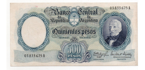 Billete Argentina 500 Pesos Moneda Nacional Bottero 2114 Ex