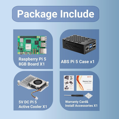 Kit Rastech Para Raspberry Pi 5 De 8 Gb De Ram Con Funda Par