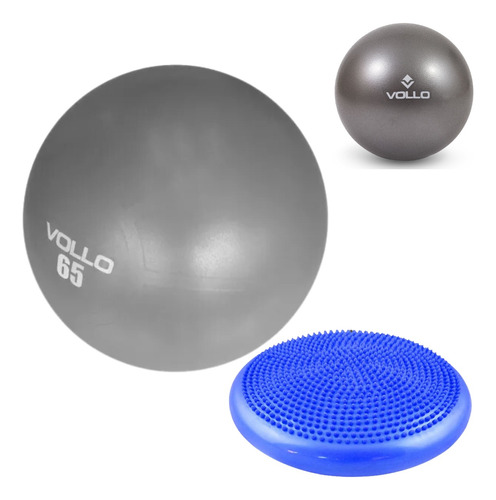 Kit Bola De Pilates 65 Cm Overball 23 Cm Disco Equilibrio