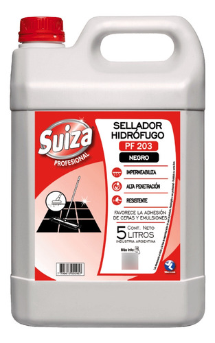 Sellador Hidrófugo Para Pisos Suiza Color Negro Bidon 5lt