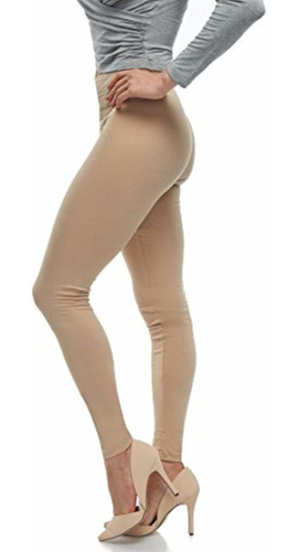 Malvina   Leggings De Algodón Capris Cintura Alta Beige