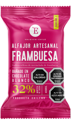 Alfajor Artesanal Frambuesa Choc Blanco Entrelagos 24x40gr