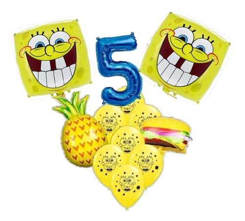 Globos Metalizado  Bob Esponja +anana +cangre Burger+ Globos