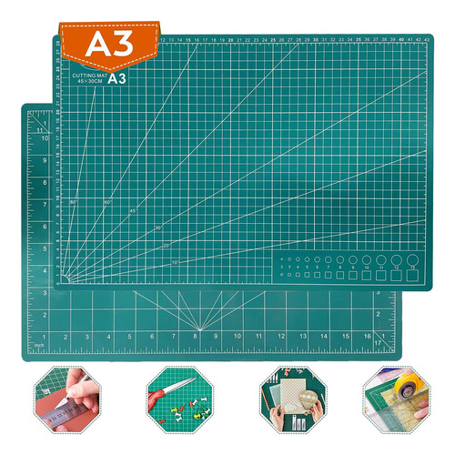 Base De Corte A3 30x45cm Double Side Pvc Board Self Hea Cor Verde-escuro