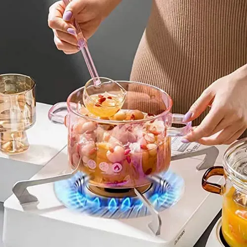 Ollas Transparentes Cocinar 1500 Ml Cristal Resistente Calor
