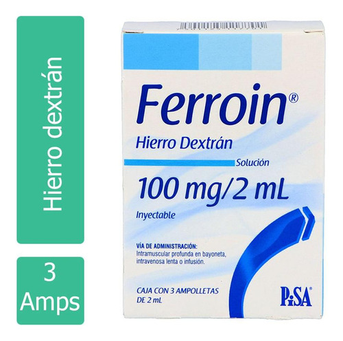 Ferroin Solución Inyectable 100 Mg /2 Ml Caja Con 3 Ampollet