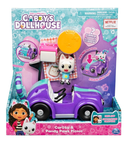 Vehículo Gabby's Dollhouse Carlita & Pandy Paws Picnic 3+