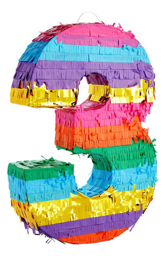 Piñata Número 3 Del Arco Iris Para Suministros De Fiesta D