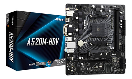 Placa Madre Asrock A520m-hdv Am4, Ddr4 Matx