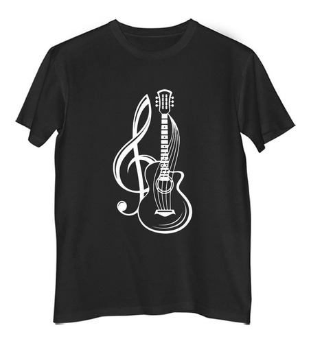 Remera Hombre Color Guitarra Nota Musical Arte Canciones