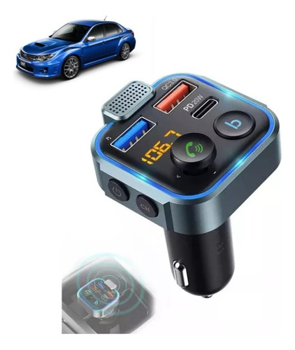 Receptor Bluetooth Y Transmisor Fm Auto Carga Qc3.0 Y Tipo C