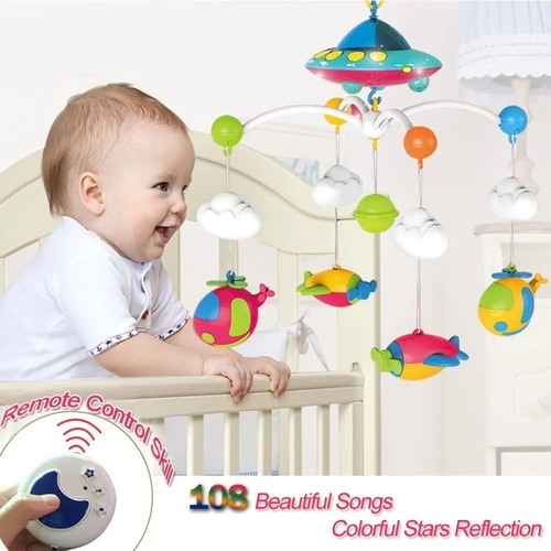 Movil Cunero Musical Bebé Con Proyector Luz Y Sonido