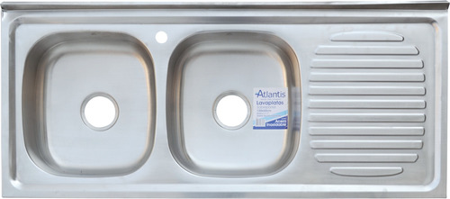 Lavaplato Atlantis 120x50 A/inox Sobreponer Doble Poceta Der