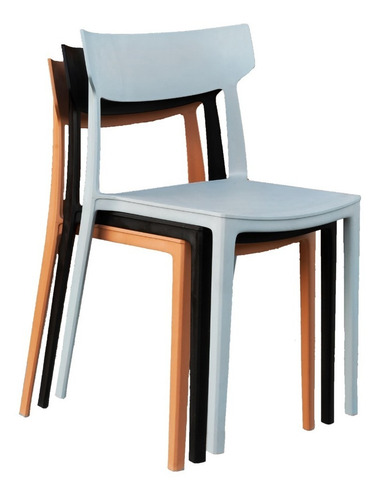 Imagen 1 de 5 de Pack X4 Silla Rio Apilable Apta Exterior