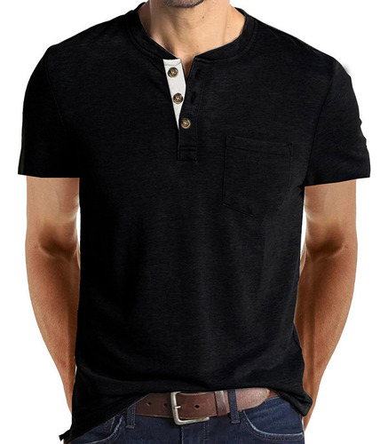 Playera Henley Casual Para Hombre Playera De Solapa Frontal