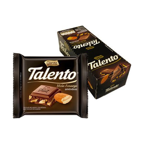 Chocolate Talento Meio Amargo Amêndoas Com 15un De 25g