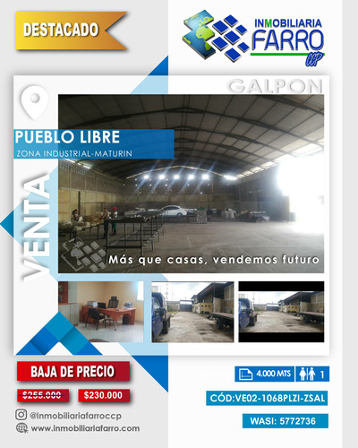 Se Vende Galpon En Pueblo Libre, Monagas Ve02-1068plzi-zsal
