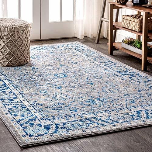 Alfombra Moderna Persa Boho Floral Vintage Gris / Azul ...