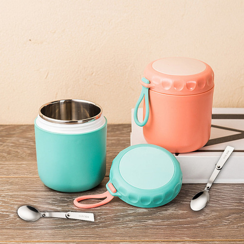 2 Tazas Isotérmicas De Acero Inoxidable De 430 Ml + 2 Cucharas Plegables Para Sopa Y Comida Caliente O Fría, Recipientes Isotérmicos Al Vacío, Juego De Almuerzo Para Niños, Oficina, Colegio, Camping
