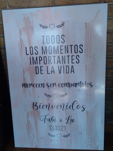 Imagen 7 de 8 de Cartel Bodas De Madera 70 X 50 Cm Con Atril Incluido