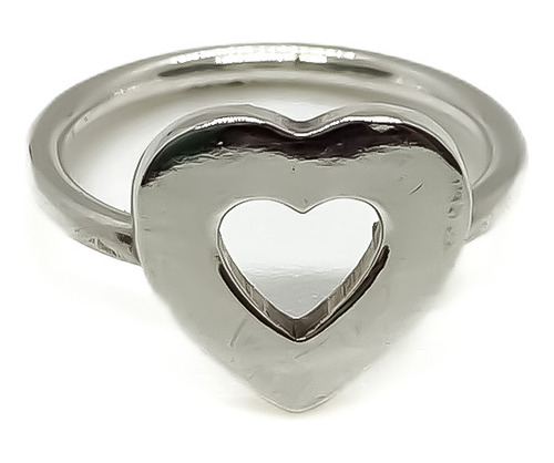 Anillo Corazón Calado Plata 925 Macizo T:13 