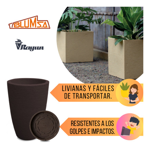 Maceta Gota Mate Misionera 40cm Rotomoldeada Con Plato Rayun Chocolate Mate Con Plato