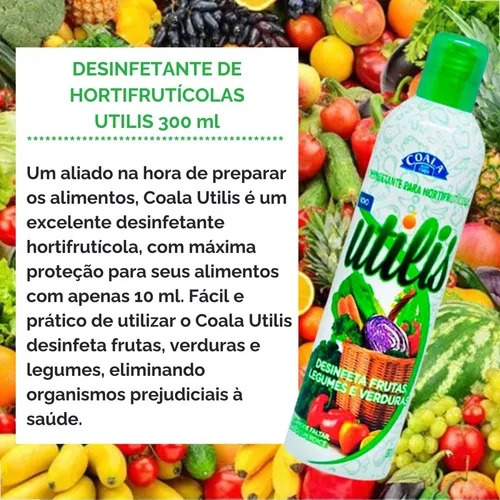 Kit 2 Coala Utilis Desinfetante Fruta Verduras Legumes 300ml