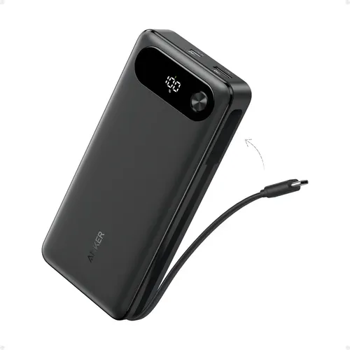 PowerBankAnker20000mAh87WconCableIntegradoy3Puertos(2USB-C,1USB-A),CargaRápidaparaiPhone17/16/15,Xiaomi,Motorola,Samsung,MacBook,Switch