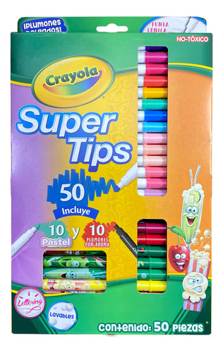 Plumones Supertips Crayola 30+10+10 Edicion Limitada 30 Brillantes 10 Pastel 10 Aroma