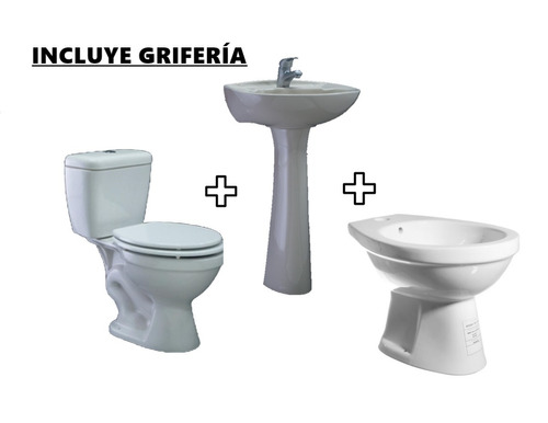 Juego De Baño: Inodoro + Bidet + Pileta Incluye Grifería