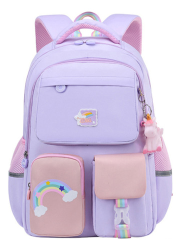 Mochila Escolar Coreana Con Estampado De Arcoíris Para Mujer