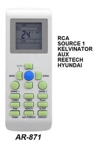 Imagen 2 de 10 de Control Remoto Aire Acondicionado Rca Kelvinator Hyundai Aux