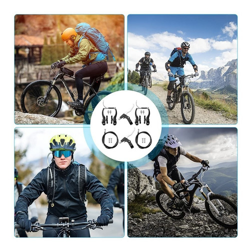 Imagen 5 de 9 de Kit Frenos V-brake Para Bicicleta Resina Completo Con Cables