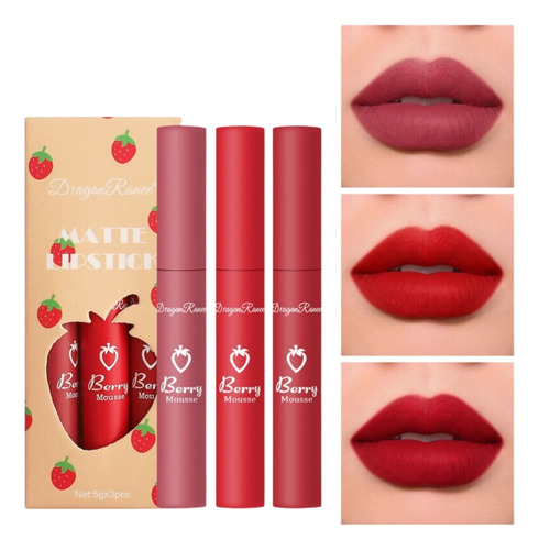 Kit 3 Unidades Batom Matte Lipstich Dragon Ranee Cor B