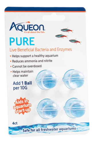 Aqueon Bacterias Filtracion Pure 10 Gal X 4 Balls